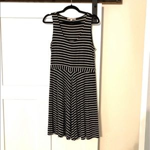 Loft Black and White Stripe Dress sz M